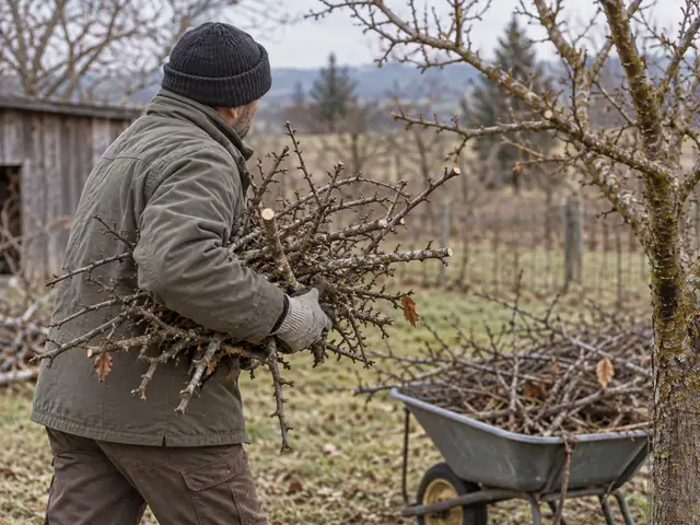 Skupljanje odrezanog granja u kolica